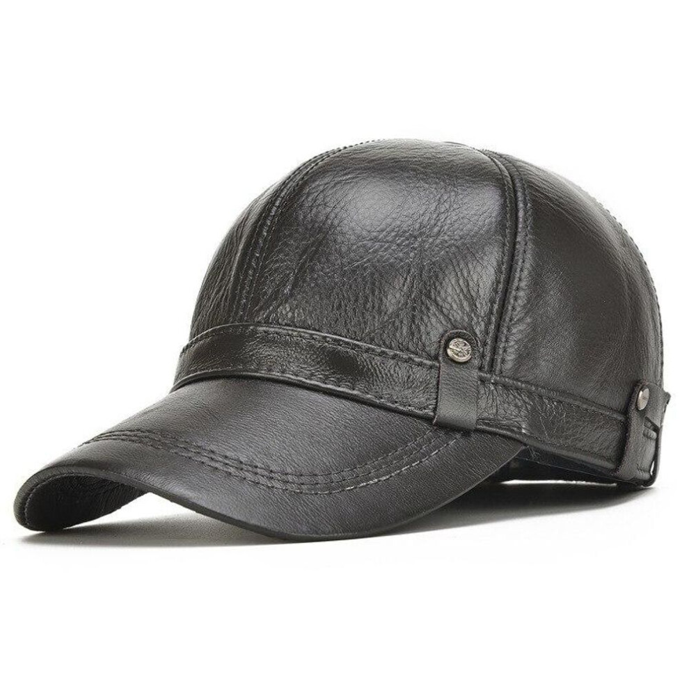 (black, 55-60 cm) NORTHWOOD Genuine Leather Baseball Caps Earflaps Snapback Hats Mens Winter Baseball Caps Hats