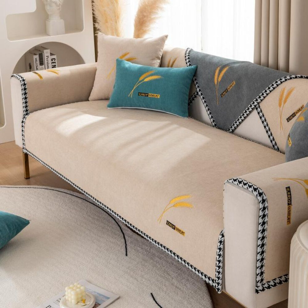 (beige, 90x90cm 1pcs) Sofa Cover Slipcovers Chenille Couch Cover Cushion Modern Sofa Pad Towel Couches Covers for Living Room