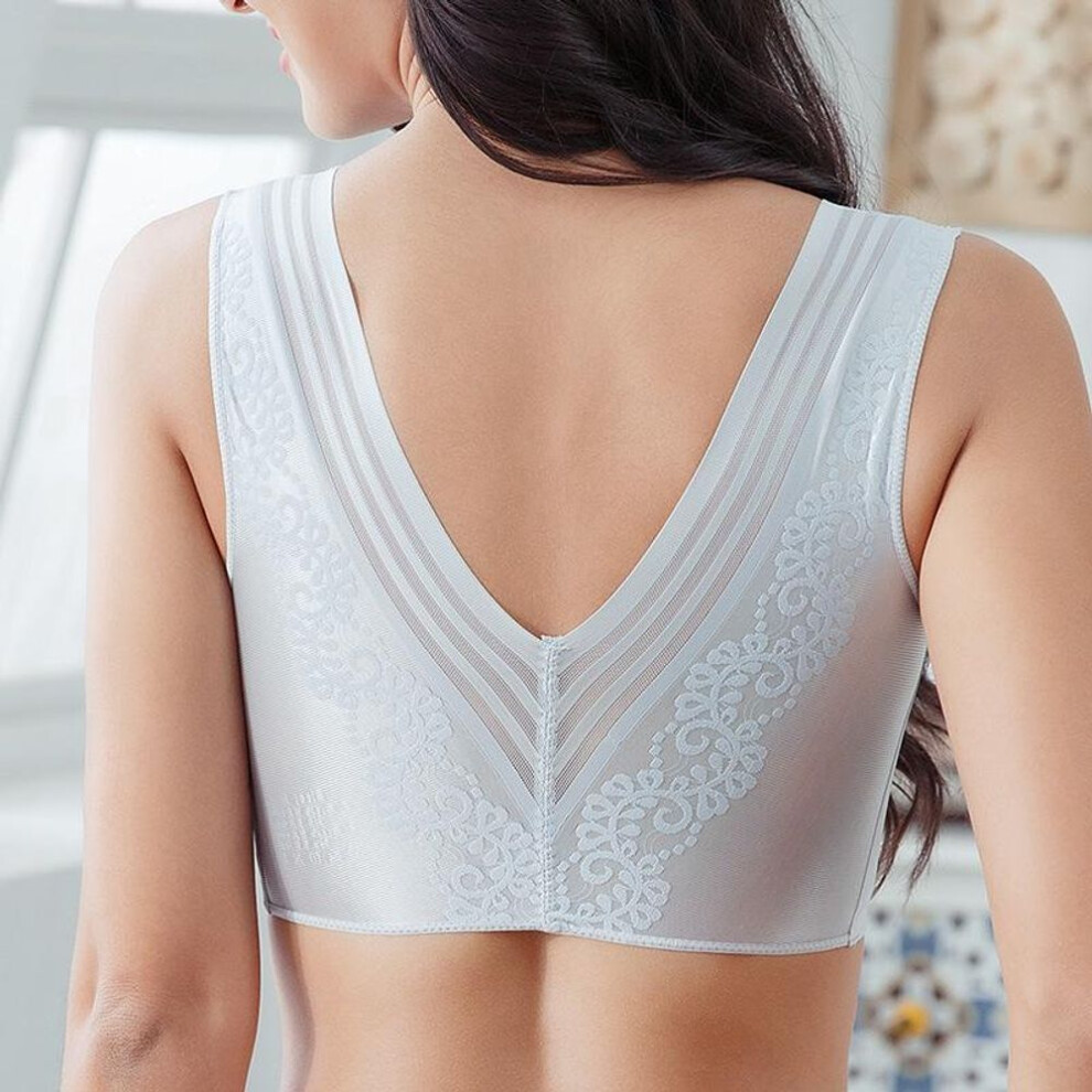 (silver gray, XL) Large Size Women Wireless Sports Shockproof Bra Seamless Gather Sleeping Bra Tank Top Thin Bralette