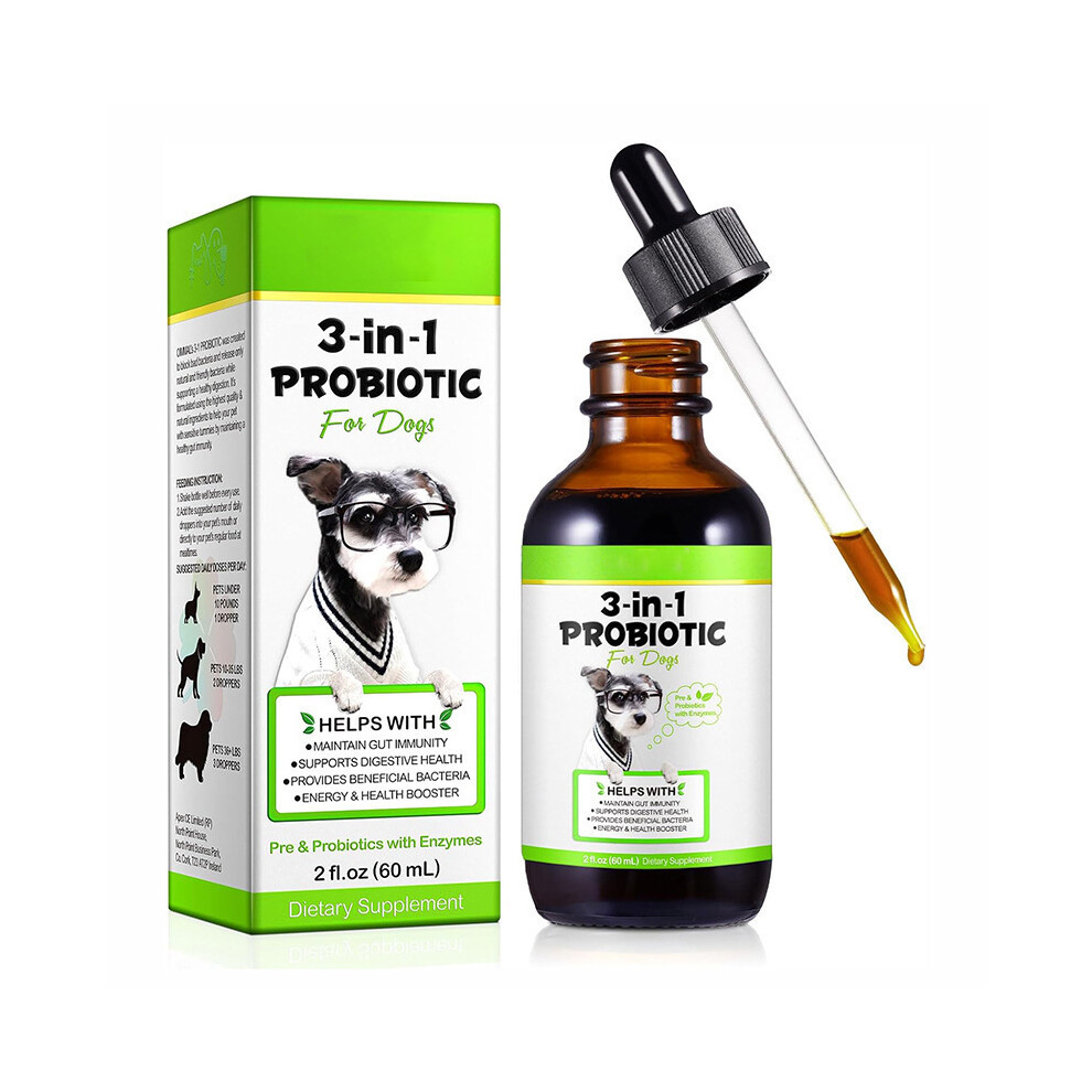 Gogerstar Probiotic For Dogs,3 In 1 Probiotics Drops For Gut Health,Relieve Diarrhea And Indigestion,Dog Digestive, Immune Bowel Support For All Age Breeds Dogs