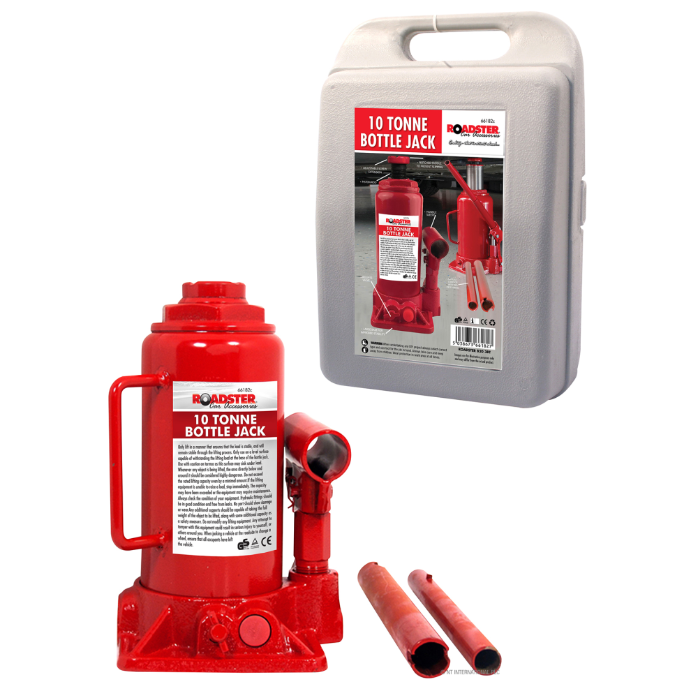 Bottle Jack 10 Ton Tonne Floor Hydraulic Lifting 10T Car Van Boat In Case 66182C 5038673661827