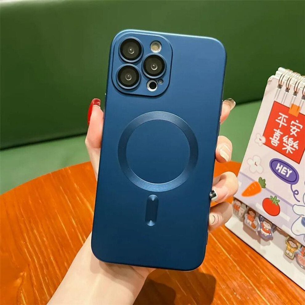 (navy blue, iPhone 12) Magsafe High-end Luxury for iPhone 14 15 Pro Max Phone Case iPhone 13 12 11 Magnetic Suction Ultra-thin Protective Cover Bag
