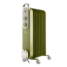 Rediffusion, Vintage 9 Fin Oil Filled Radiator, 2KW, Sage Green, REDB14KGRE