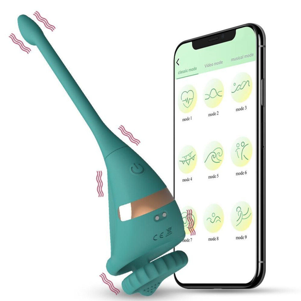 (green, APP version) APP Remote Control Double Ring Double Shock Locking Cum Ring Anal Plug Couple Vibrator Sex Toys Remote Penis Ring Adult Products