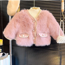 (Pink, 4-5Years) Kids Girls' Furs Coat Parka Jacket Warm Winter UK