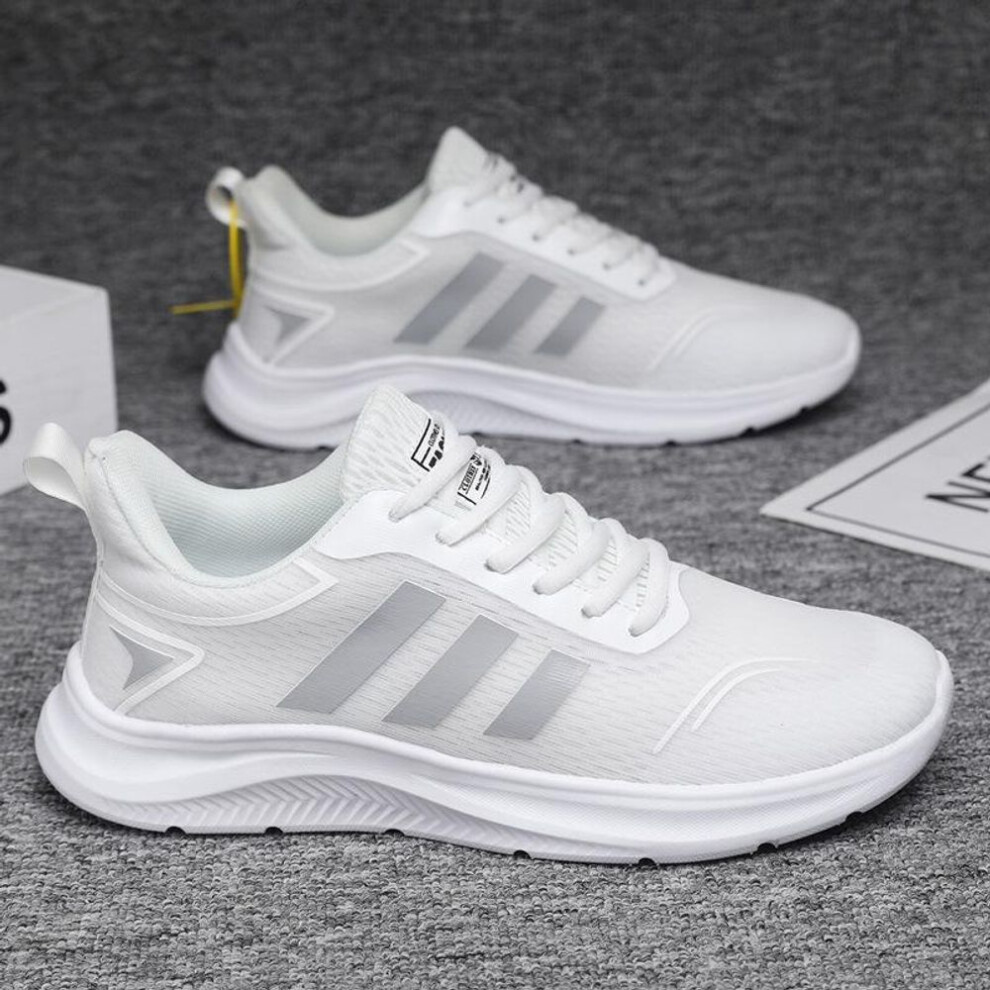 (white, 44) Mesh Casual Men&apos;s Shoes Light Breathable All Fashion Student Running Travel Shoes Outdoor Sports Small White Shoes