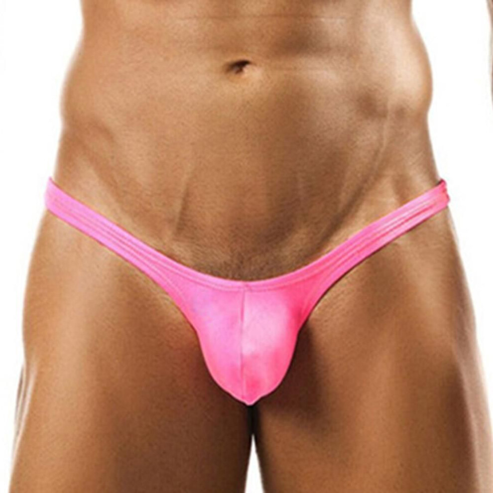 (pink, S) Mens Sexy U-Convex Solid Low-Waist Lingerie Thong Briefs Underwear Underpants