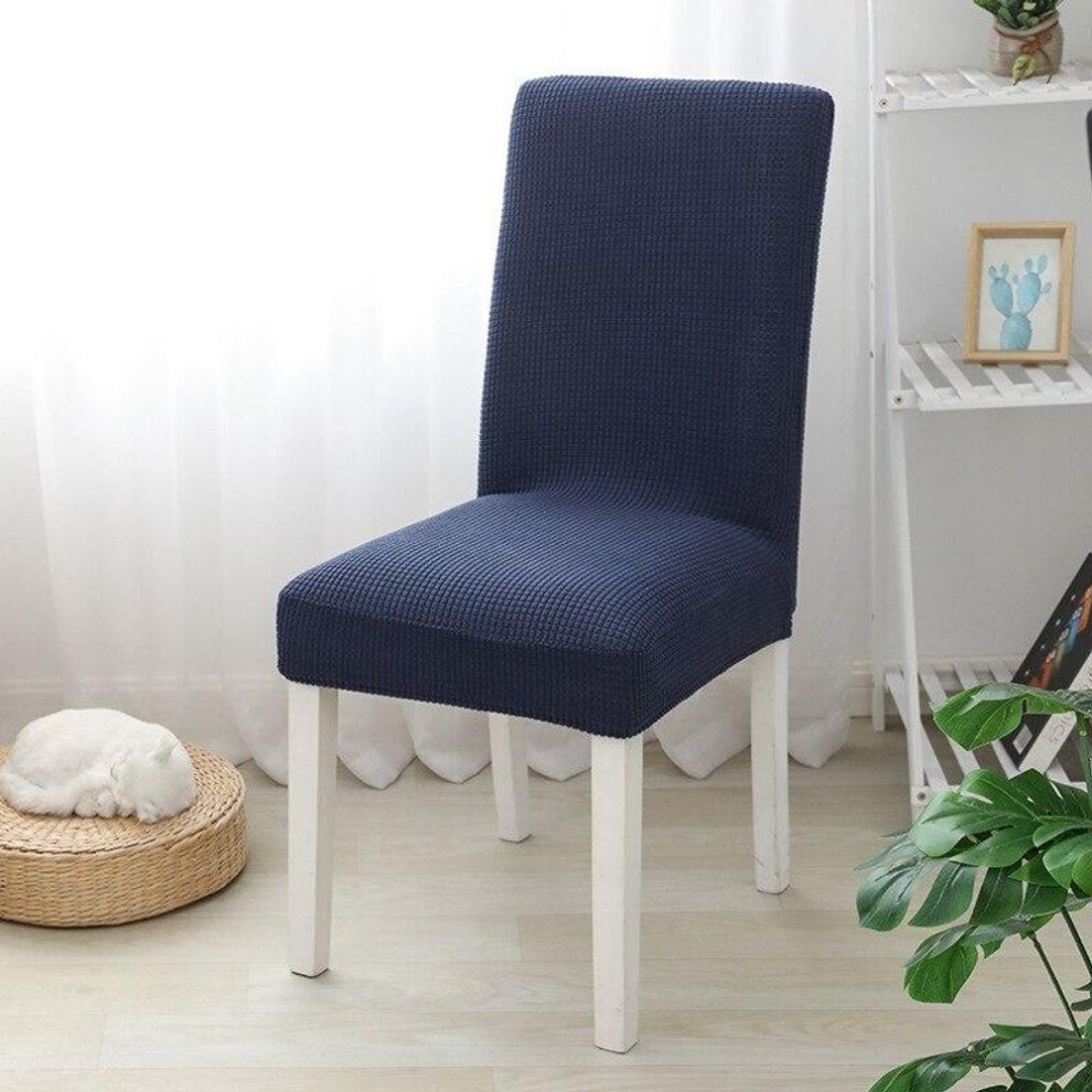 (dark blue, 1 piece) Jacquard Dining Chair Cover Spandex Elastic Stretch Long Back Chair Slipcover Case for Chairs Kitchen Hotel Wedding Banquet