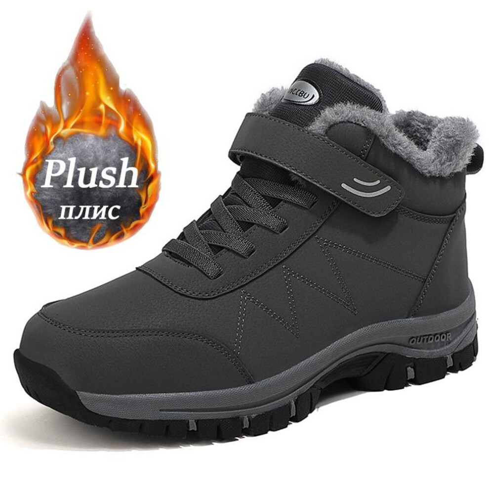 (gray, 40) Boots Men&apos;s Women Slip On Winter Shoes For Men Waterproof Ankle Boots Winter Boots Male Snow Botines Hiking Boots Femininas 2023