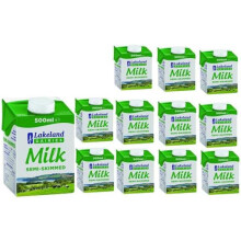 Lakeland Dairies Semi-Skimmed Milk | 12 Pack of 500ml | Long Life | Delicious & High in Protein