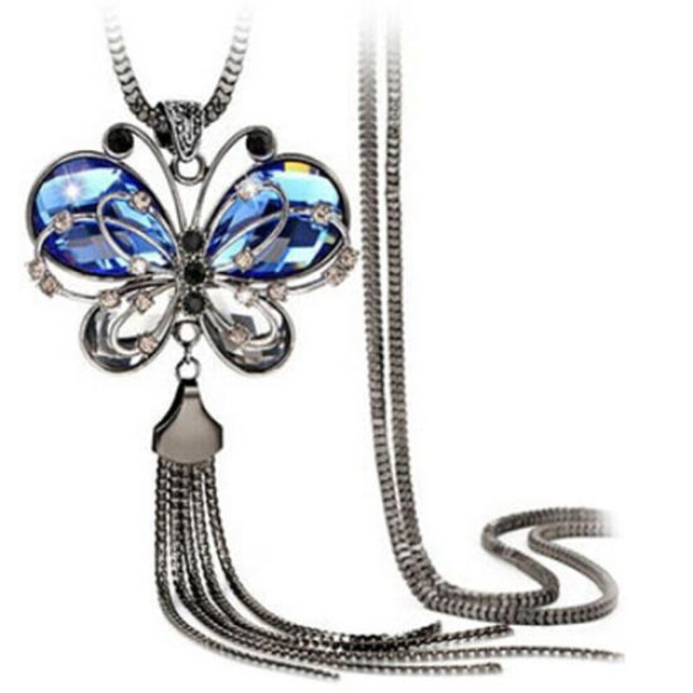 Women's Butterfly Pendant Sweater Chain Necklace