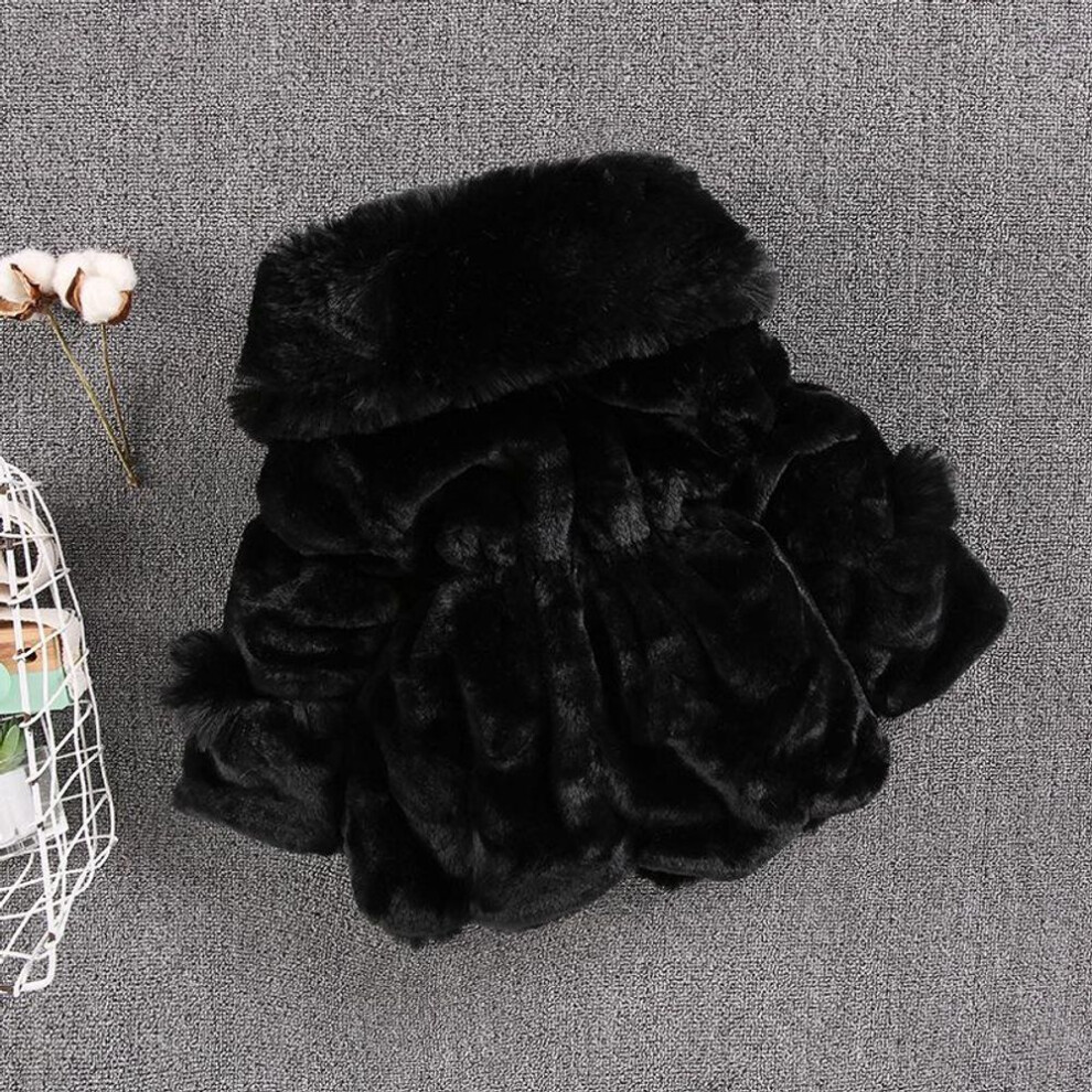 (black, 110) 1-7 Year Baby Girls Jacket Autumn Winter Warm Faux Fur Coat For Girls Christmas Princess Outwear Fashion Plush Children Clothing