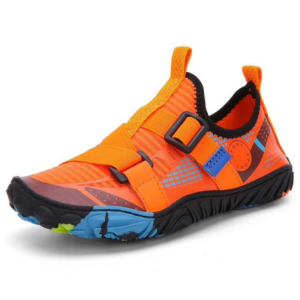(orange, 35) Children Beach Aqua Shoes Boy Girl Barefoot Water Shoes Quick-Dry Drainage Diving Swim Sandals Kids Fishing Surf Wading Sneakers