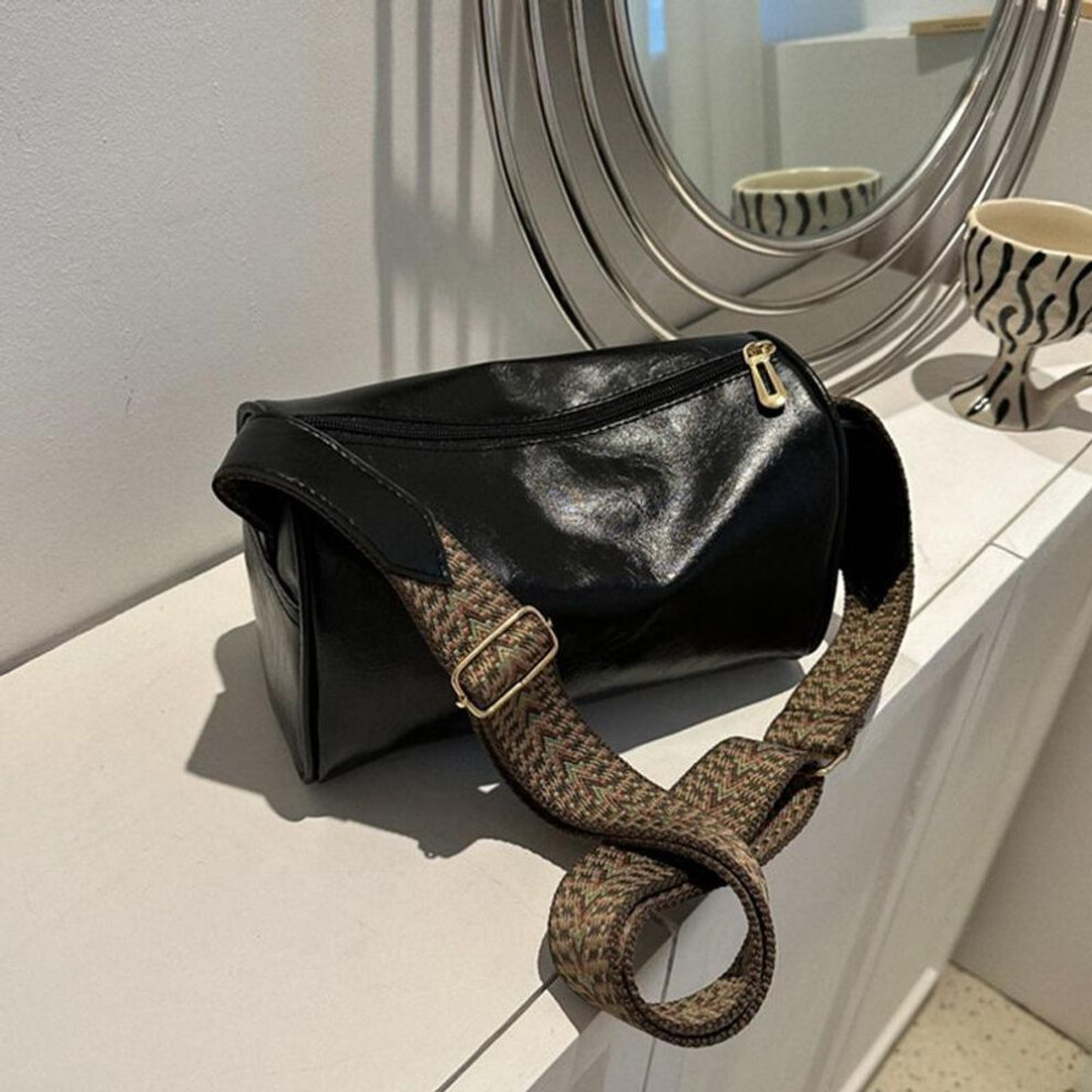 (black, 24x12x15cm) Yogodlns Vintage Shoulder Bag For Women Fashion Wide Strap Crossbody Bag Retro Pillow Messenger Handbag Ladies Tote