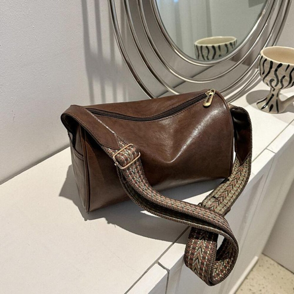 (coffee, 24x12x15cm) Yogodlns Vintage Shoulder Bag For Women Fashion Wide Strap Crossbody Bag Retro Pillow Messenger Handbag Ladies Tote