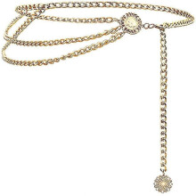 Multilayer Metal Waist Chain Dress Belts Metal Belt for Women Gold