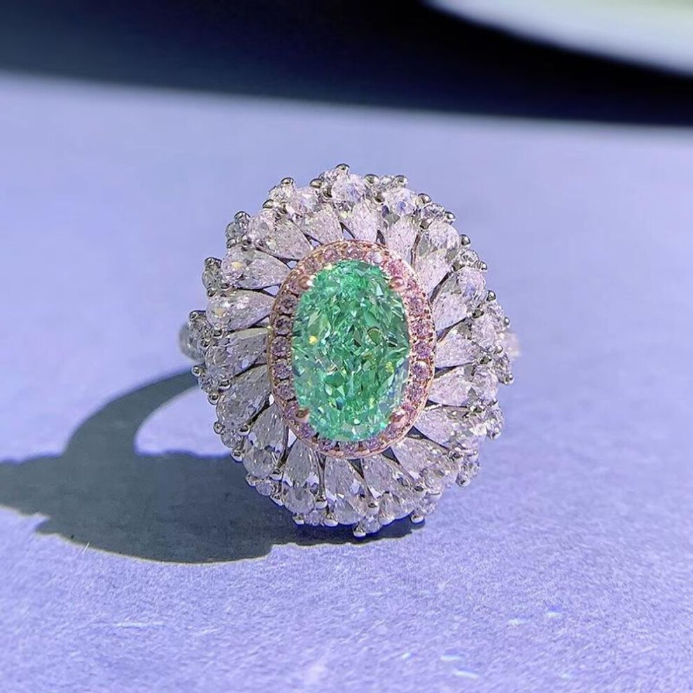 (5) Flower Emerald Diamond Ring 100% Real 925 Sterling Silver Party Wedding Band Rings for Women Men Engagement Jewelry Gift