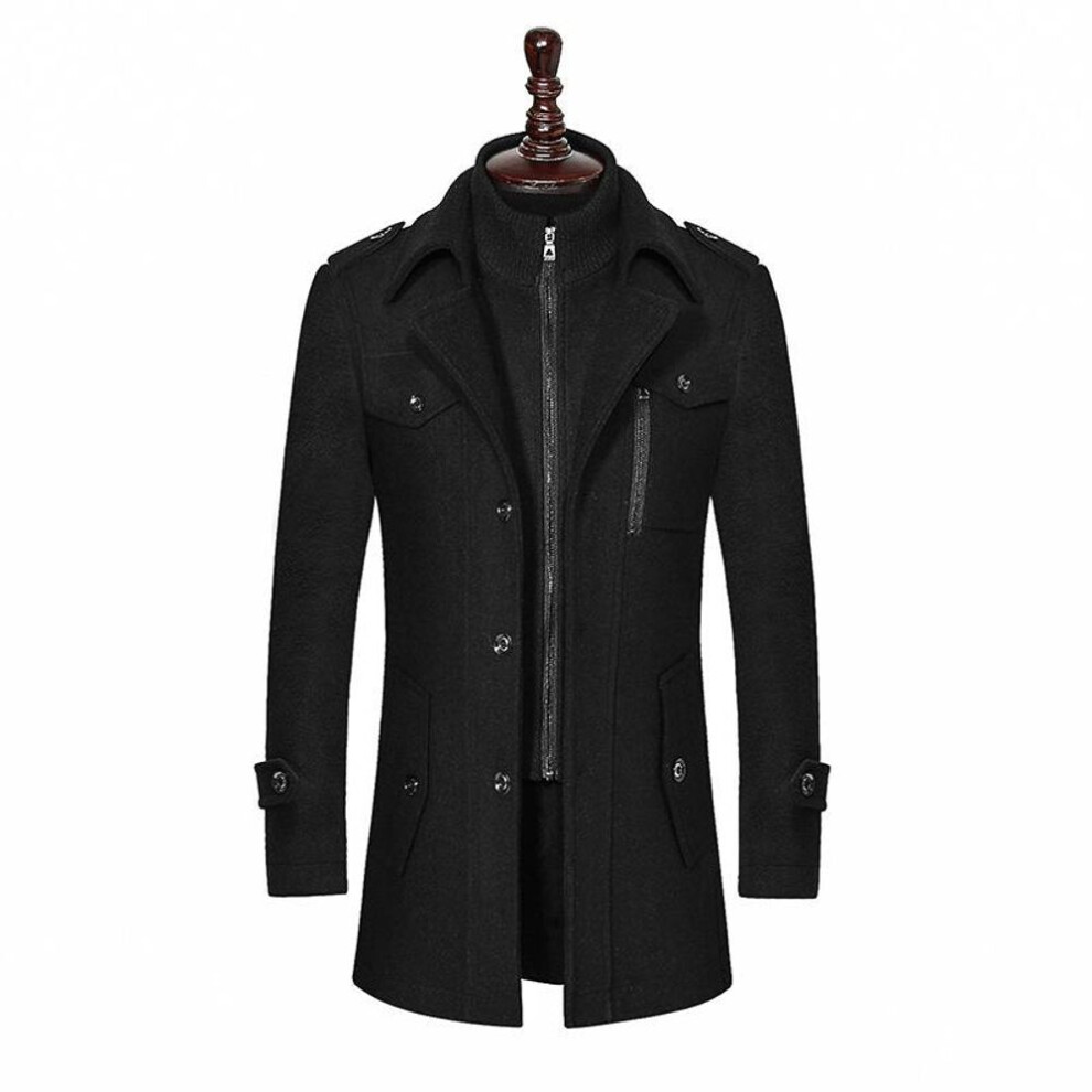 (black, XXXXL) Trench Coat for Men Woolen Coat for Men Jackets for Men Fashion Jacket&coat Mens Coat Double Collar Coat Cold-proof Jacket