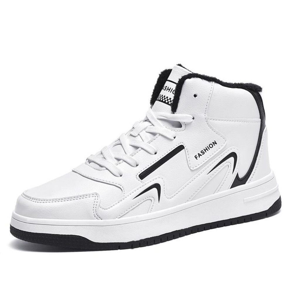 (white, 40) 36-48 Autumn and Winter Men&apos;s Casual Sports Shoes Plus Velvet Warming Large Size Women&apos;s Sports Shoes
