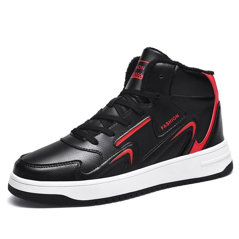 (black,red, 47) 36-48 Autumn and Winter Men&apos;s Casual Sports Shoes Plus Velvet Warming Large Size Women&apos;s Sports Shoes