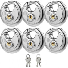 Keyed Disc Padlock, Stainless Steel Keyed-alike Padlocks, Heavy Duty Locks, Waterproof And Rustproof with 3/8 Inch Shackle, 2-3/4 Inch Wide Body