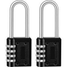 Padlock Pack of 2 Long Combination Lock 4 Digit Padlock with Number Code Lock with Number Code for Doors Lockers Garages Colleges Gyms