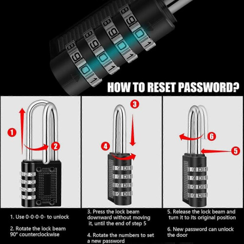 Padlock   Pack of 2 Long Combination Lock 4 Digit Padlock with Number Code   Lock with Number Code for Doors   Lockers   Garages   Colleges   Gyms 2