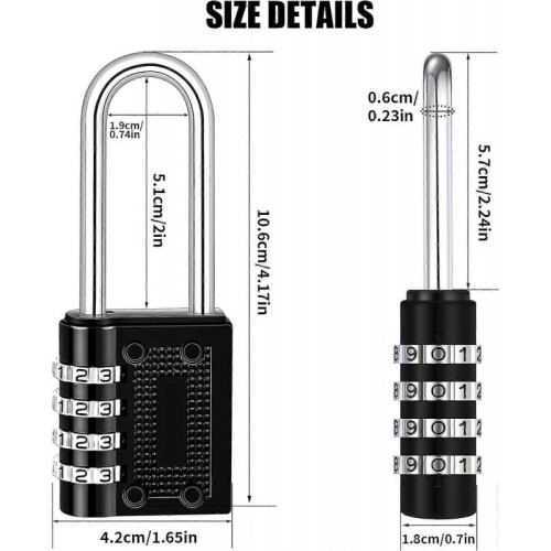 Padlock   Pack of 2 Long Combination Lock 4 Digit Padlock with Number Code   Lock with Number Code for Doors   Lockers   Garages   Colleges   Gyms 1