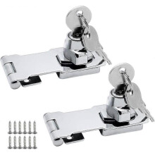 2 Pairs Zinc Alloy Locking Hasps 80mm Door Hasp Latch with Padlock and Key Latch Hasp for Furniture Mailbox Cabinet Drawer Cupboard