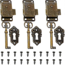 3pcs Cabinet Lock Antique Lock Decorative Furniture Lock with Key for Jewelry Box/wooden Box/drawer/cabinet/antique Boxbronze