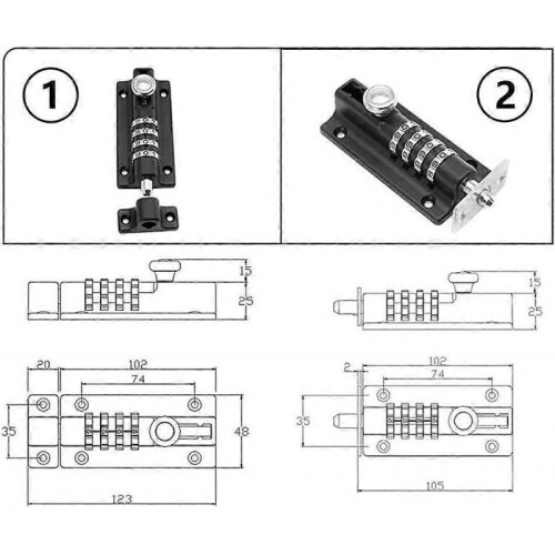 4 Digit Combination Lock - Combination Lock Combination Lock Bolt - Black 2