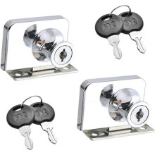 2 Pack Glass Door Latch Zinc Alloy Glass Cupboard Door Latch with Double Opening Key for 5-8mm Thick Glass Door (Silver)