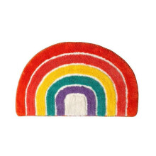 Multicolour Half Round Bathroom Mat Microfiber Non-Slip Bathroom Shower Rugs can Machine Washable 50 x 80cm