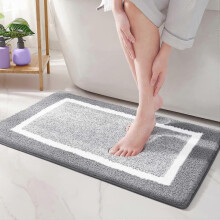 Color  40 x 60cm Microfiber Soft Bath Mat, Non-slip Bathroom Mats Machine-washable, Shower Water Absorbent Bath Rug Durable Floor Mats (Grey)
