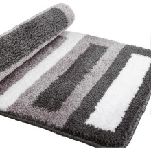 Non-Slip Bath Mat Kitchen Rug Fluffy Bathroom Rug Soft Microfiber Shower Mat, Quick Drying, Water Absorbent, Machine Washable-40 x 60cmGrey