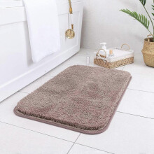 Non-slip bathroom carpet, super absorbent bath mat, microfiber soft plush plush mat, 16 x 24 inches, brown