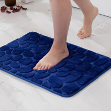 1 Piece Entrance Mat Bath Mat Memory Foam Hydrophilic Pebble Design Superfine Fiber Non-Slip Soft for Bathroom Bathtub Kitchen 40x60CM Dark Blue