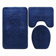 Bathroom Rug Set, 3 Pieces Bath Rug and Toilet Mat, Microfiber Bathroom Rugs Shower Mat, Super Absorbent Bath Mats for Tub, Shower, BathroomNavy blue,