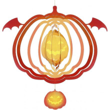 Halloween wind gyro pumpkin devil, metal sculpture craft creative rotating hanging decoration home