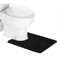 Bathroom Rug, Memory Foam Contour Toilet Bath Rug, U-Shaped Non Slip Absorbent Thick Soft Washable Bathroom Rugs, 20" X 24"(Black)