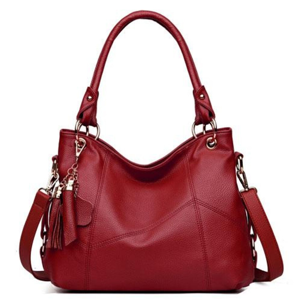 (burgundy) Top-handle Bags for Women Leather Handbags Designer Women Messenger Crossbody Shoulder Bags Retro Tote