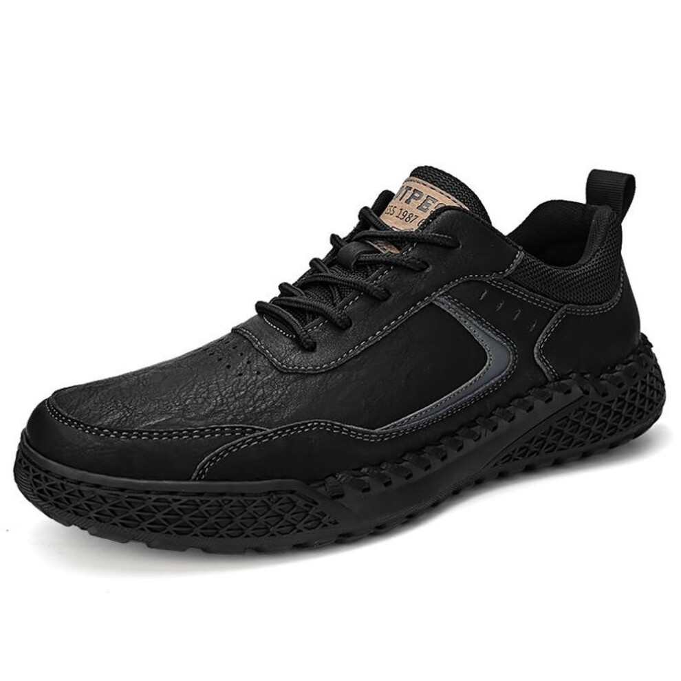 (black, 45) Handmade Genuine Leather Men&apos;s Casual Shoes Comfortable Moccasins Men Business Flats Shoes Driving Shoes