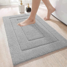 Bath Mat 40 x 60 cm,Non-Slip Bathroom Mat Machine-Washable,Ultra Soft and Water Absorbent Bath Rug for Bathroom,Tub and Shower - Light Grey
