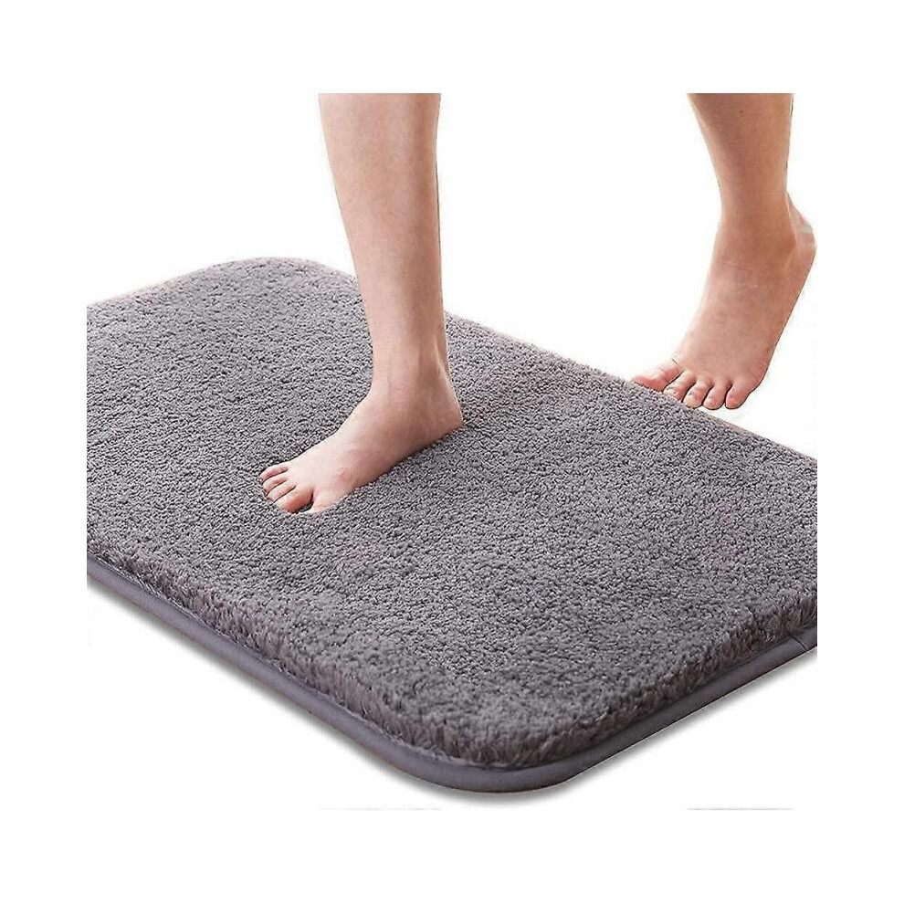 Tapis de bain, tapis de salle de bain antidérapant et absorbant, tapis de bain doux pour la peau, tapis de bain lavable, 50x80 cm, gris