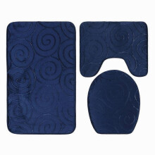 Bathroom Rug Set, 3 Pieces Bath Rug and Toilet Mat, Microfiber Bathroom Rugs Shower Mat, Super Absorbent Bath Mats for Tub, Shower, BathroomNavy blue,