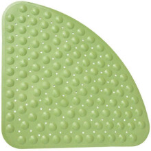 Bathtub non-slip shower mat with shower or tub drain hole, PVC triangular bath mat 54 x 54 cm, green