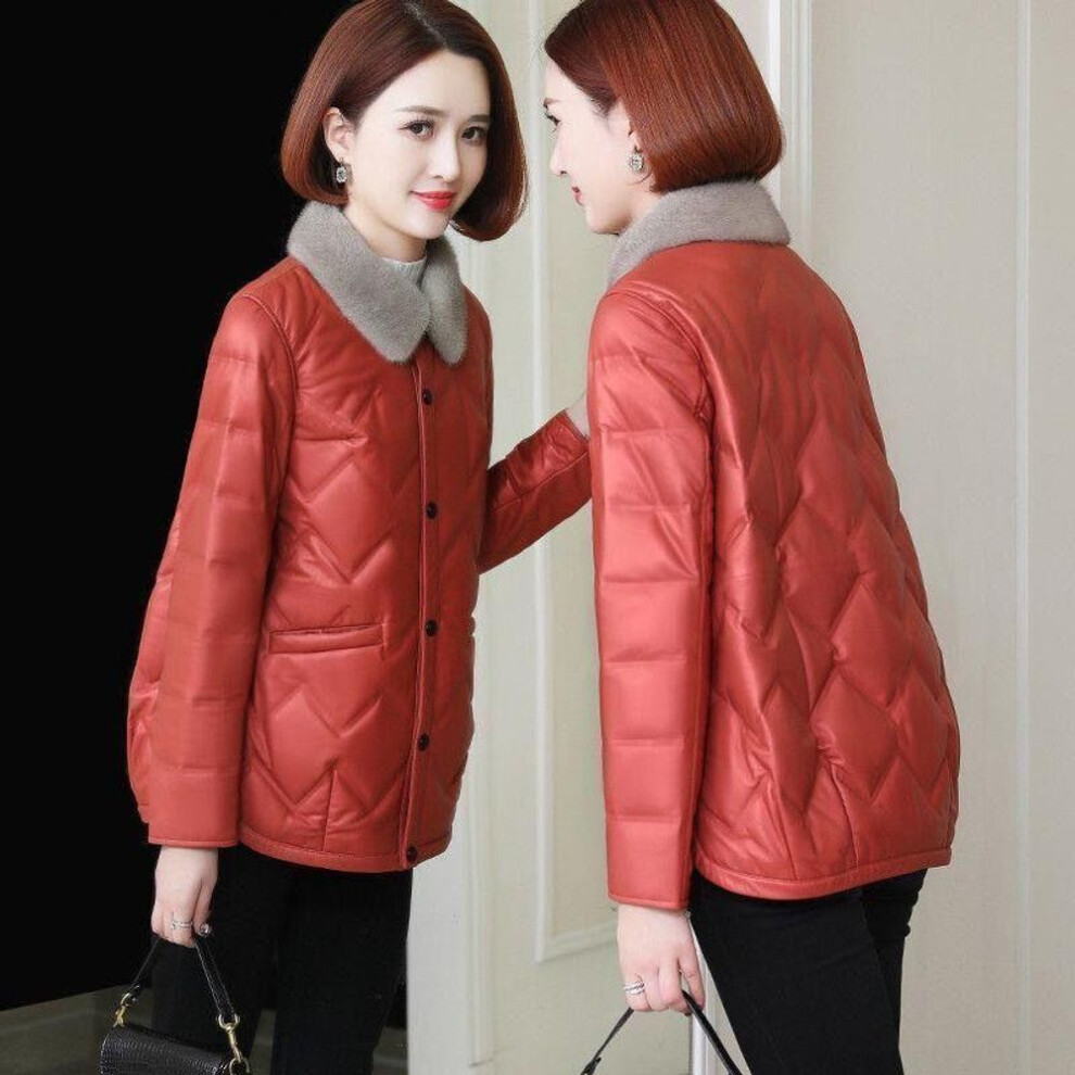 (red, XL) Fashion Cotton-padded Women&apos;s Winter Thicker New Loose Woolen Collar Ladies Cotton-padded Jacket Short Small Cotton-padded Coat