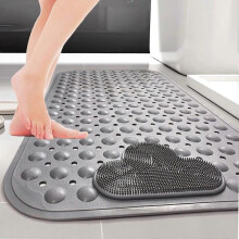 Non-Slip Shower Mat 70 x 40 cm Bath Mat with Suction Cup, Ideal for Foot Massage - Gray