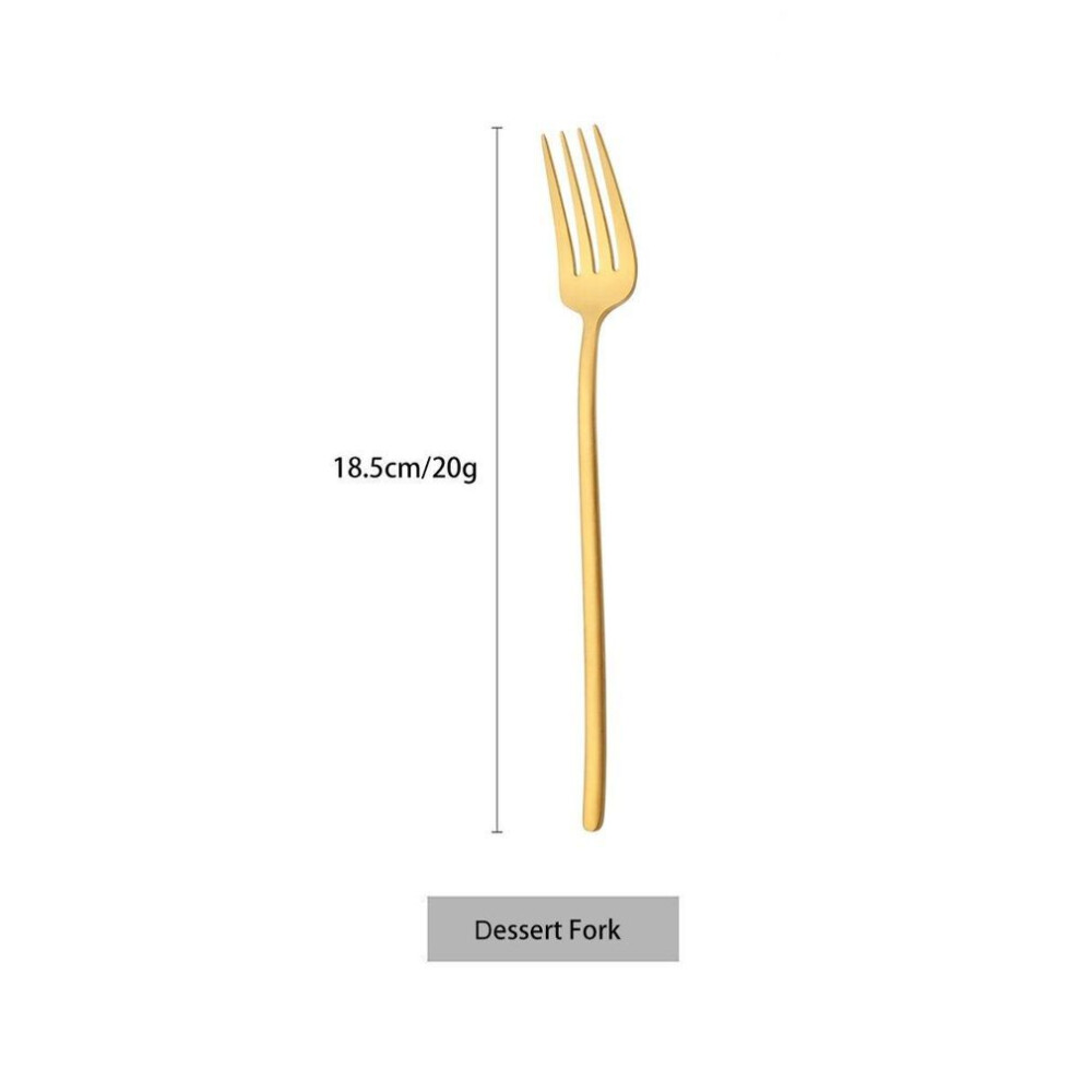 (dessert fork) Gold Cutlery Set Matte 304 Stainless Steel Dinnerware Set Knife Cake Fork Spoon Chopsticks Silverware Kitchen Flatware Tableware