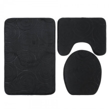 Bathroom Rug Set, 3 Pieces Bath Rug and Toilet Mat, Microfiber Bathroom Rugs Shower Mat, Super Absorbent Bath Mats for Tub, Shower, BathroomBlack, spi